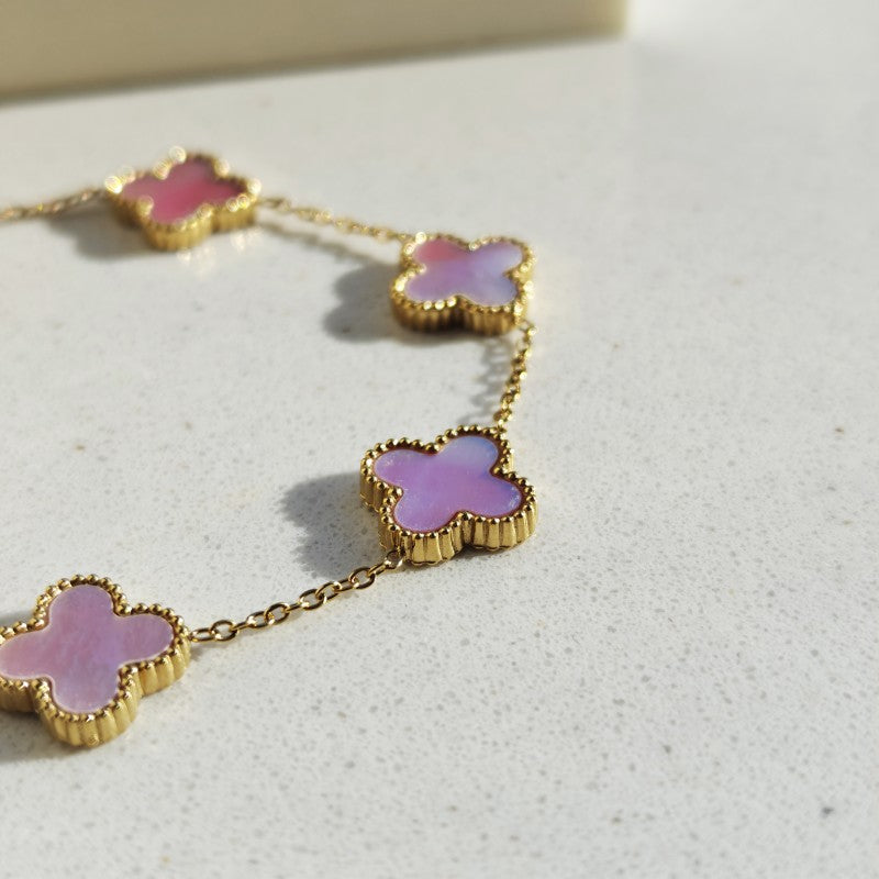 Bransoletka na rękę stal chirurgiczna pozłacana 14k złotem, opalizujące KONICZYNY 13mm BST1777