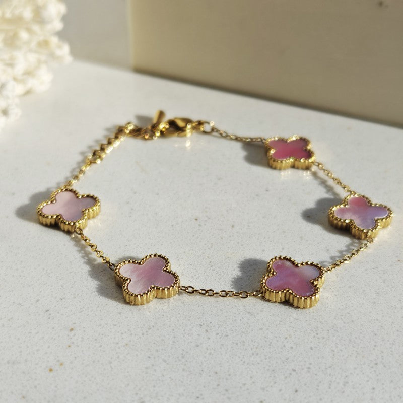 Bransoletka na rękę stal chirurgiczna pozłacana 14k złotem, opalizujące KONICZYNY 13mm BST1777