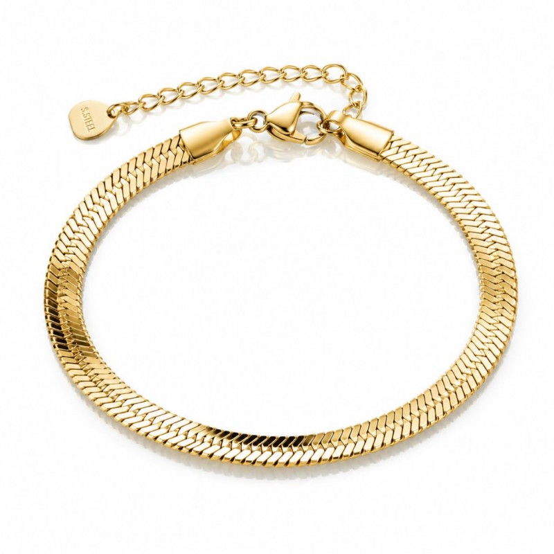 Bransoletka na rękę stal chirurgiczna pozłacana 14k złotem, żyłka 5mm BST1637