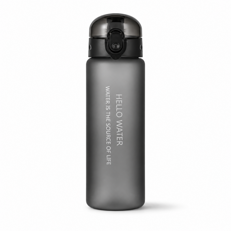Butelka na wodę, sportowy bidon HELLO WATER 600ML czarny BD69