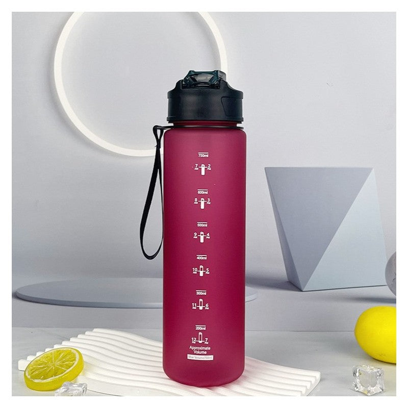 Butelka na wodę, sportowy bidon matowy 750ML bordowy ECARLA SPORTS BD49