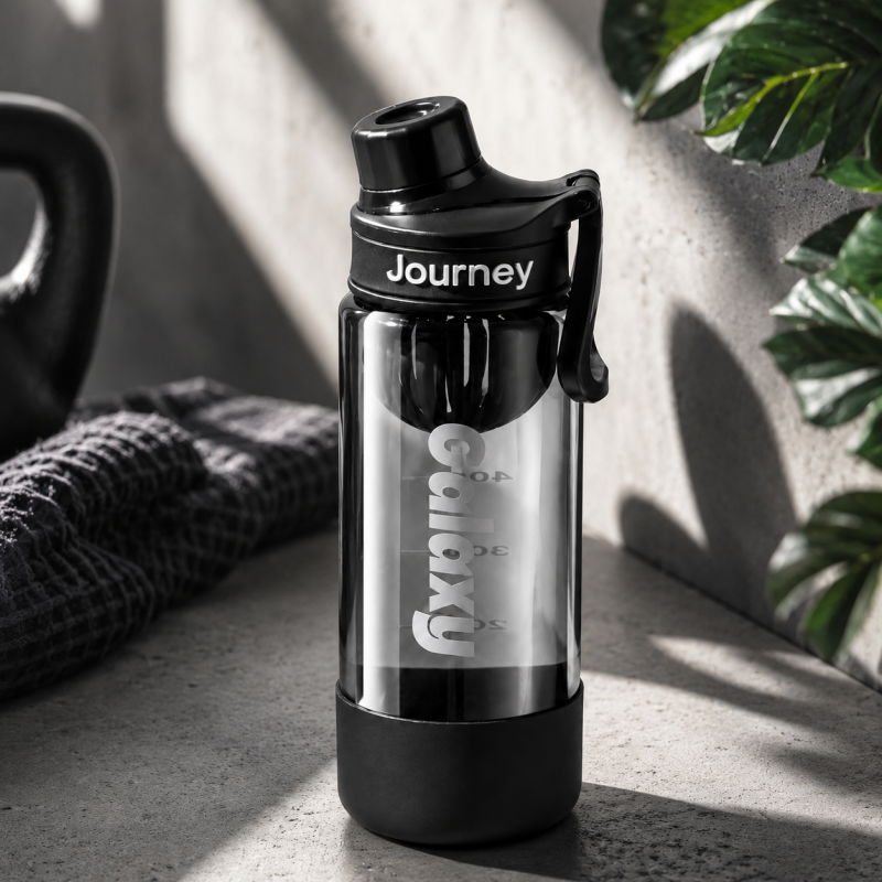 Butelka na wodę z uchwytem, sportowy bidon z miarką 800ML GALAXY czarny, BD71CZ