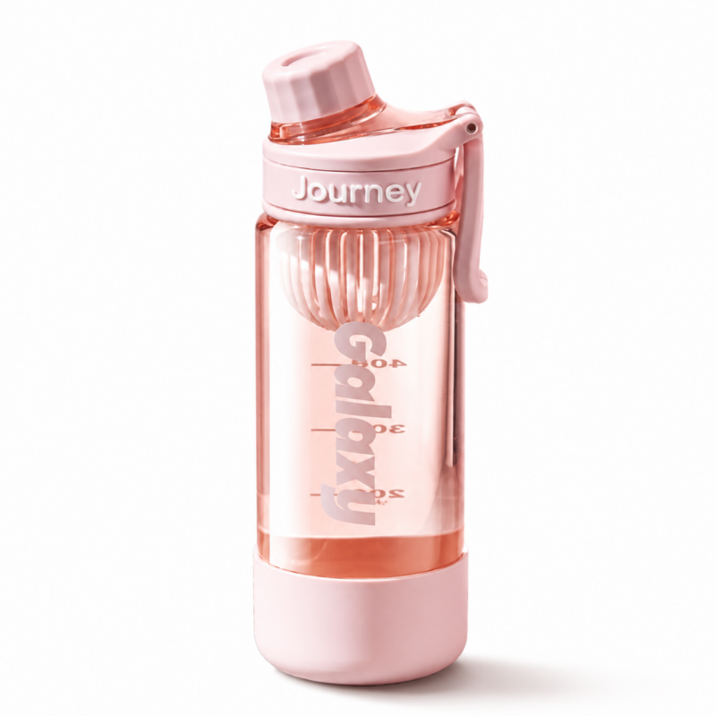 Butelka na wodę z uchwytem, sportowy bidon z miarką 800ML GALAXY różowy BD71R