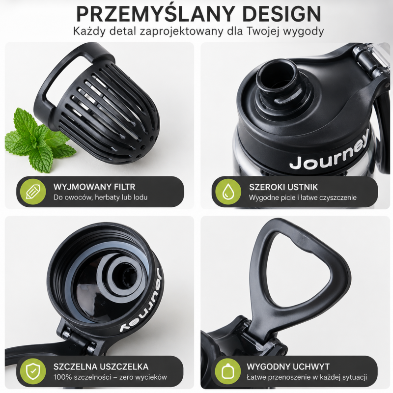 Butelka na wodę z uchwytem, sportowy bidon z miarką 800ML GALAXY szary BD71SZ