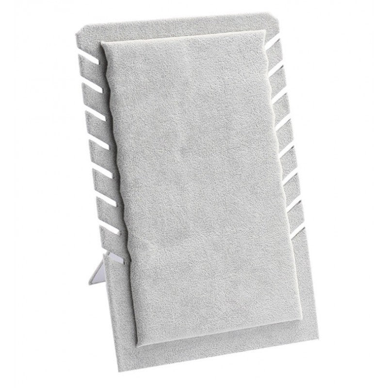 Ekspozytor stojący na naszyjniki, zamszowy szary 28,5x 19 cm E60