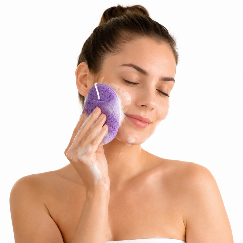 Gąbeczka do mycia twarzy na mokro, delikatny peeling 6,5x11cm 2 szt GB09