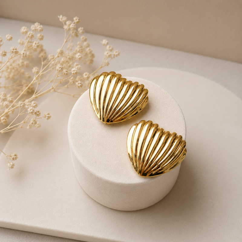 Kolczyki ze stali szlachetnej pozłacane 14k złotem Serca KST3599