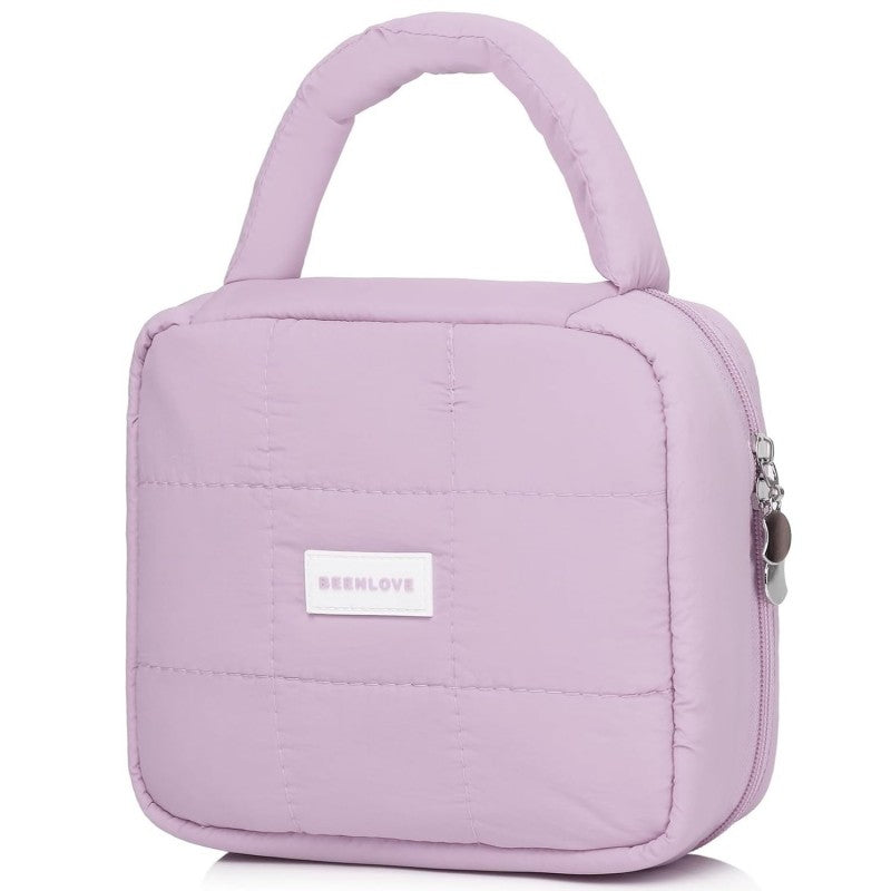 Kosmetyczka damska pikowana kuferek z rączką 21 x 17 x 8 cm KS139FIO