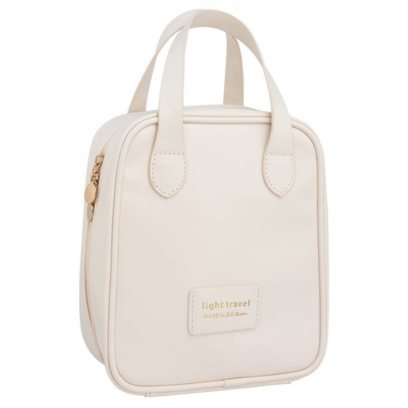 Kosmetyczka organizer na kosmetyki z rączką 17x7x19cm kremowa KS128B