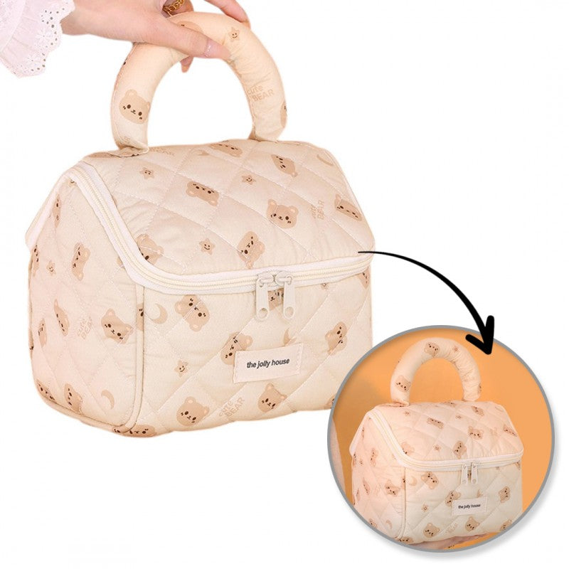 Kosmetyczka rozkładana elegancka kuferek pikowana BEAR KS131K