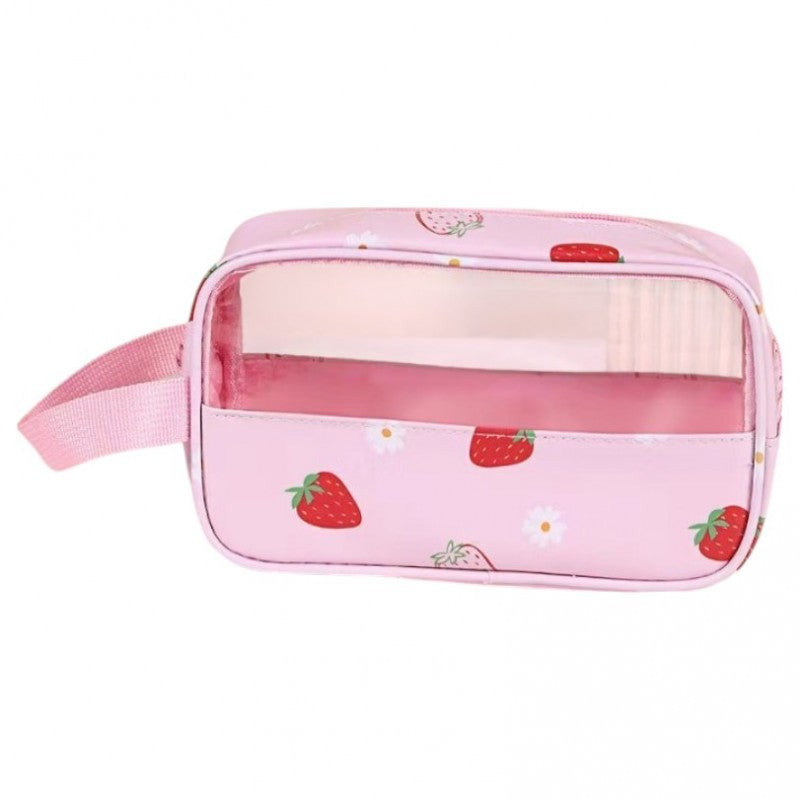Kosmetyczka rozkładana przenośna kuferek rozmiar S 22x7x13cm TRUSKAWKI KS149