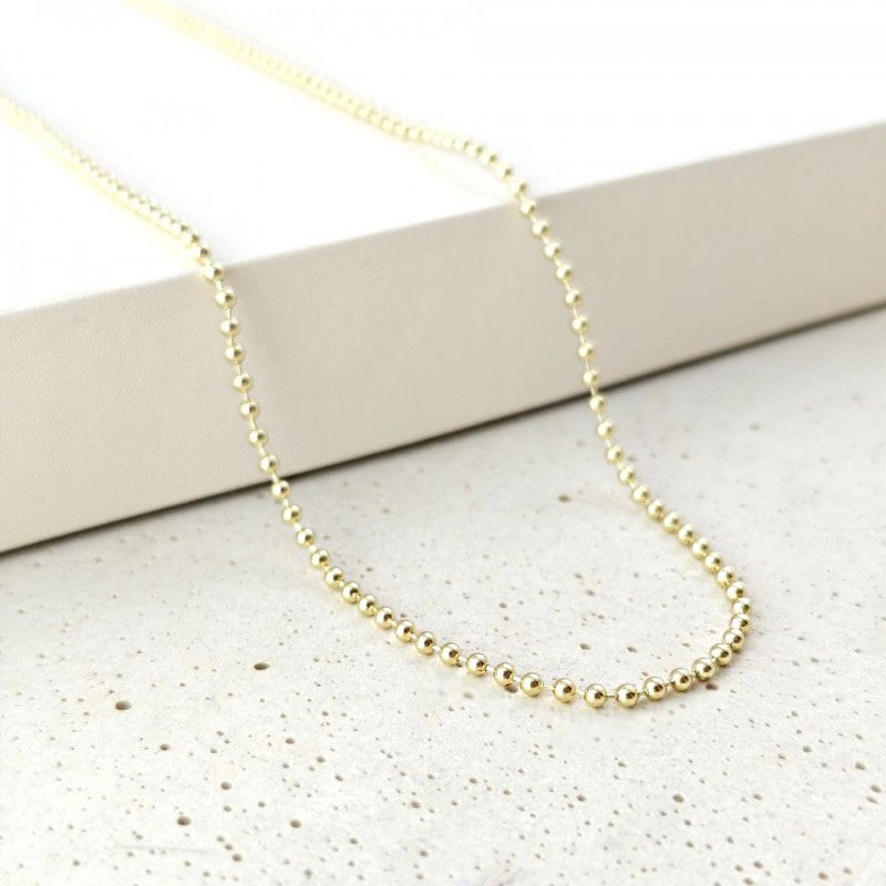 Naszyjnik stal szlachetna pozłacana 14k złotem, kuleczki 2mm NST2360