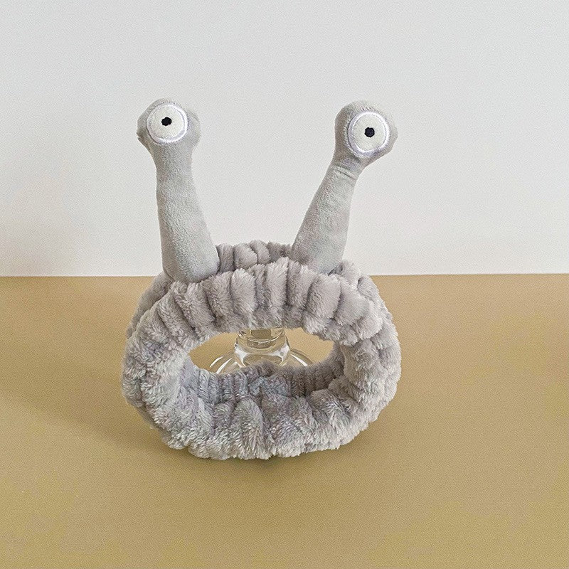 Opaska kosmetyczna do włosów ślimak, szara pluszowa 20x5cm OPK22SZ