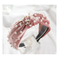 Opaska turban z velvet z perłami róż O371WZ3
