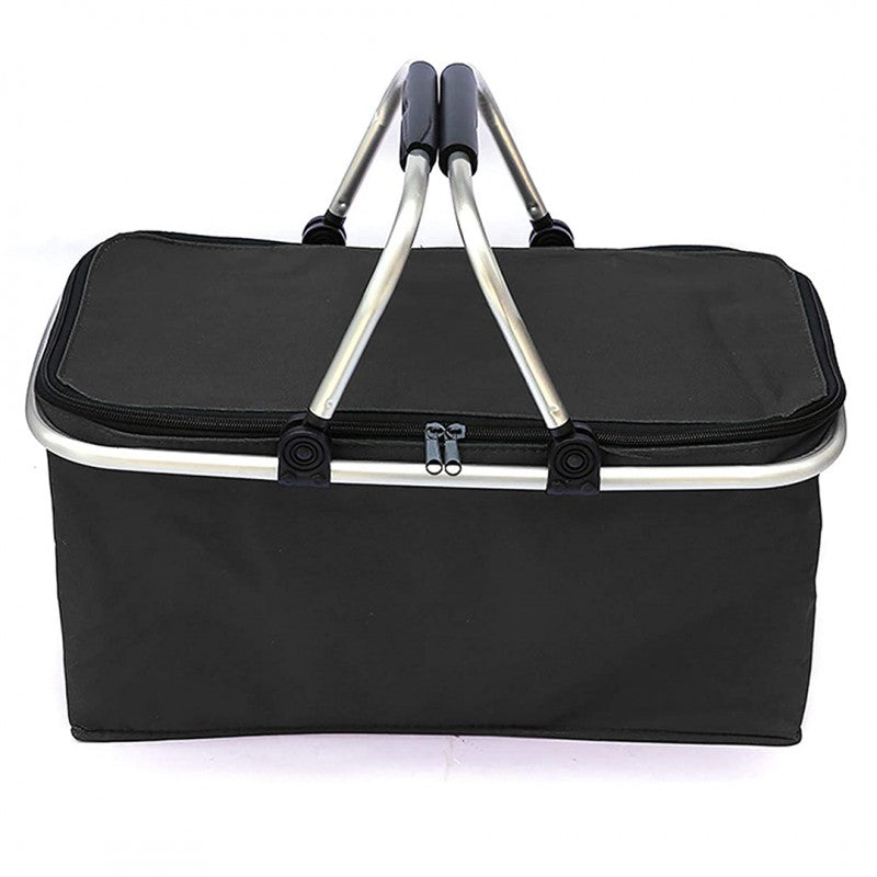 Składany kosz termiczny na zakupy, piknik czarny 47x27x23cm KP01CZ