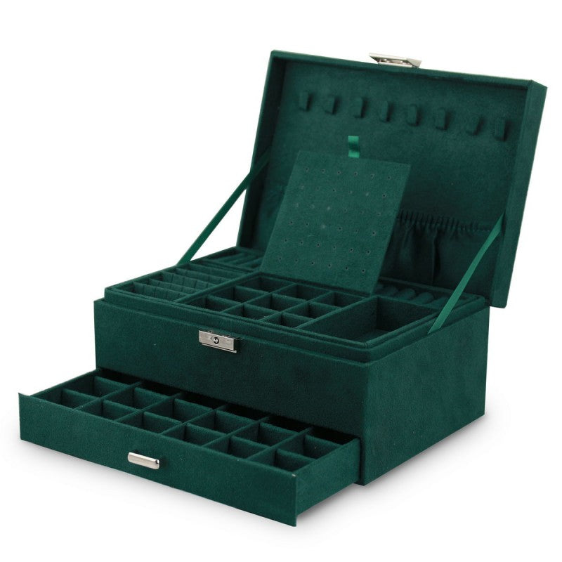 Szkatułka na biżuterię kuferek etui organizer butelkowa zieleń PD119