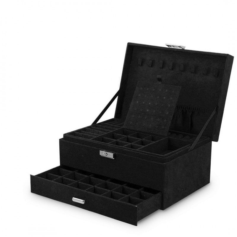 Szkatułka na biżuterię kuferek etui organizer czerń PD119CZ