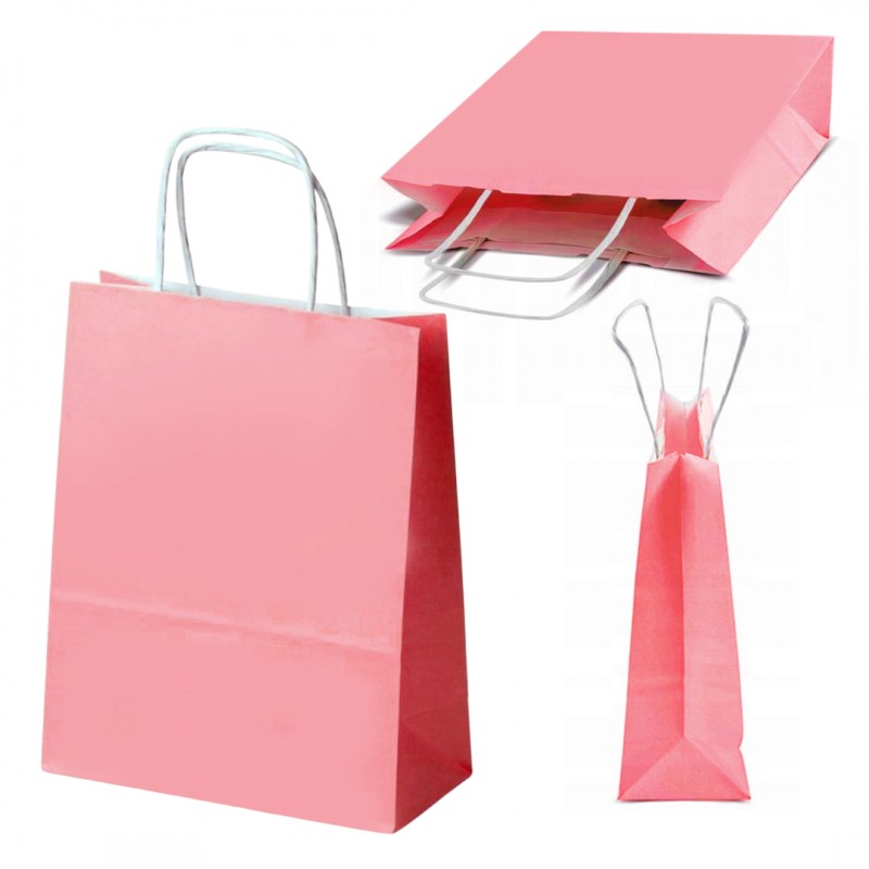 Torba papierowa duża różowa 41 x 31 x 15 cm GF03