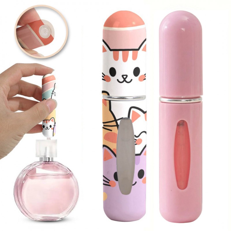 Zestaw 2szt. ATOMIZERÓW podróżnych na perfumy 5ML Kotki dozownik AK19