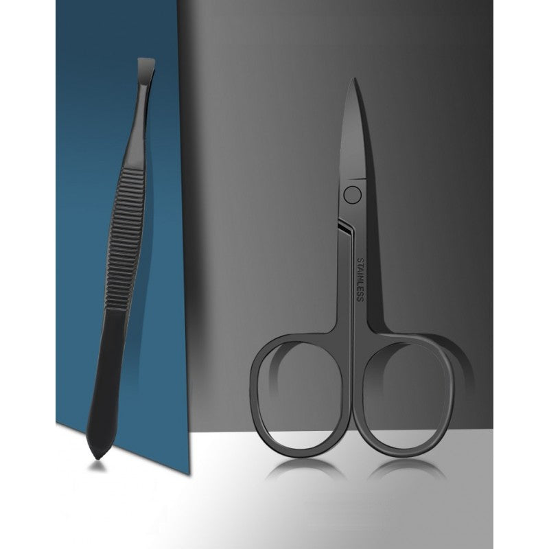 Zestaw akcesoriów do manicure, pedicure w etui, czarny 12w1 AK21