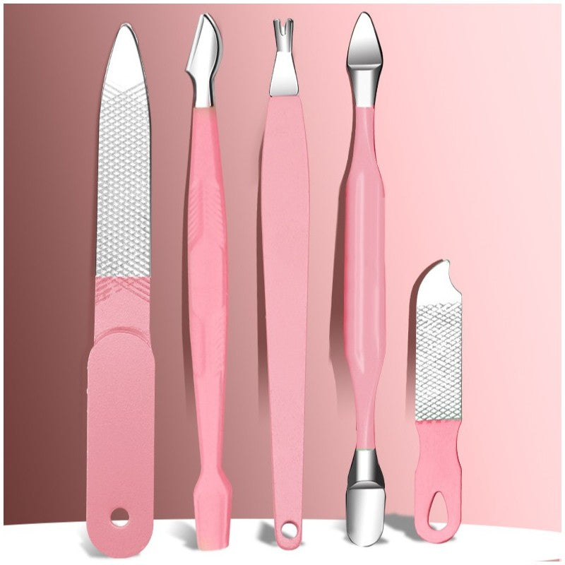 Zestaw akcesoriów do manicure, pedicure w etui różowe 12w1 AK20