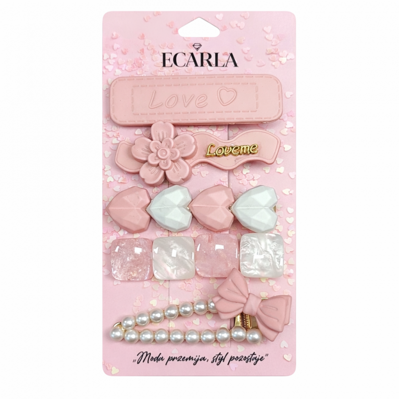Zestaw pakiet 5w1 spinek wsuwek do włosów, dziecięcych PINK SP451